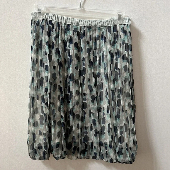 Ports Womens Silk Polka Dot Bubble Skirt Sz Medium Blue Gray Tulip - Picture 2 of 9